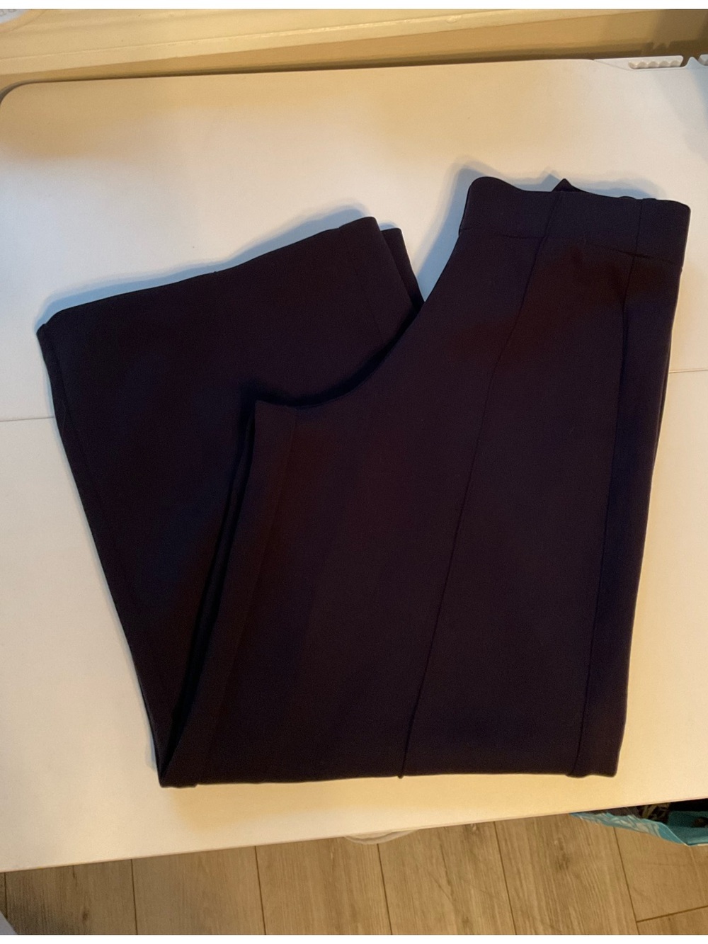 Christian Siriano Wide-Leg Pants in Deep Navy Soft Stretch Pockets Piped Crop XS - Picture 7 of 7